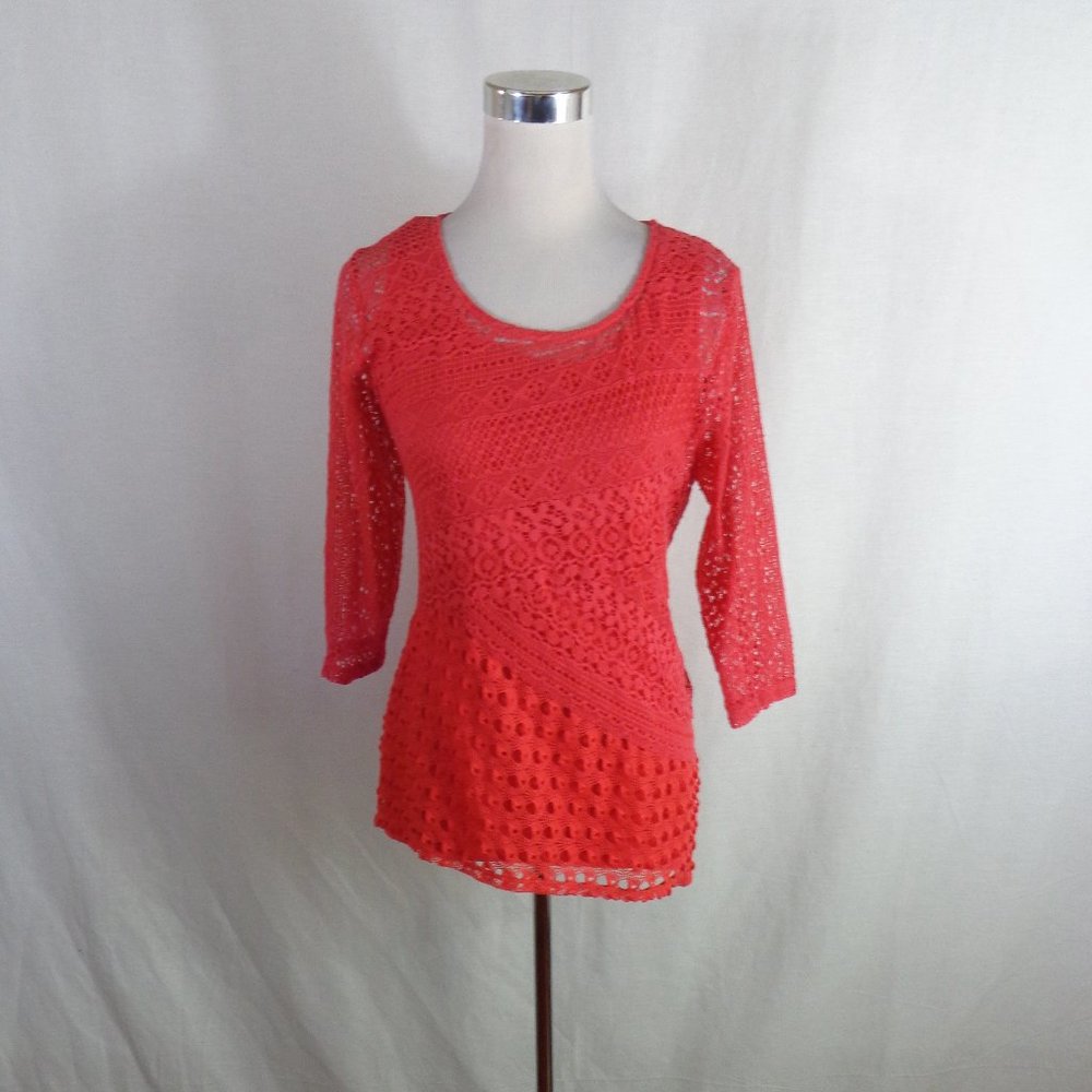 JM COLLECTION WOMEN'S CROCHET-TANK BLOUSE SZ PL